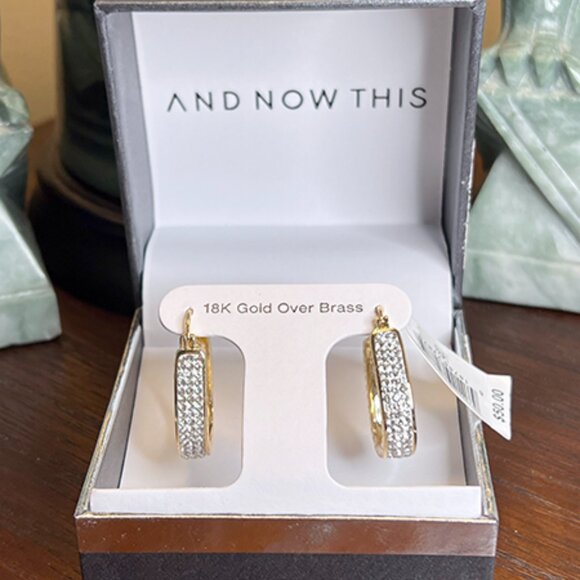 And Now This - 18K Gold Over Brass Earrings NIB/NWT - Picture 1 of 4